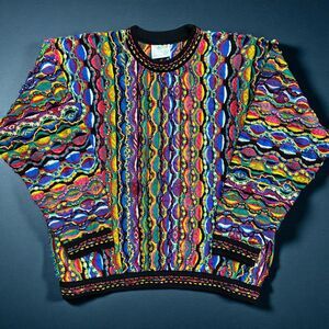Coogi Australia 3D Knit Vintage Multicolor Crewneck Sweater Men's Size Large